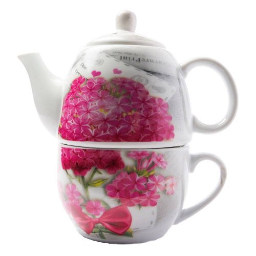 Set Ceai Pentru 1 Persoana Cu Flori Roz