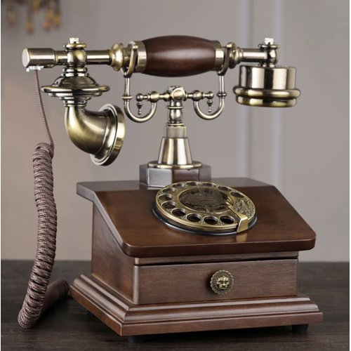 Telefon Antic Din Lemn Maro Cu Disc
