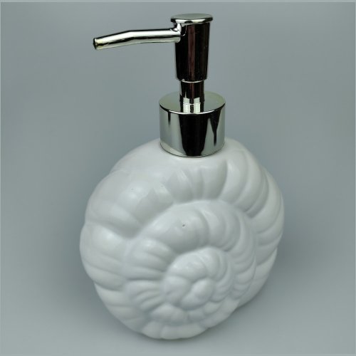 Dispenser din ceramica pentru sapun lichid in forma de melc spiralat