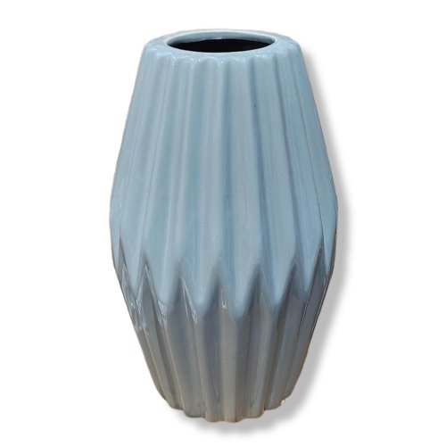 Vaza din ceramica, cu dungi in relief H18cm