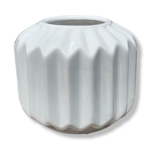 Vaza ceramica cu dungi in relief H11cm
