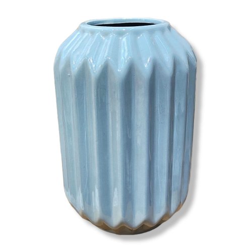 Vaza ceramica cu dungi in relelief, H18cm