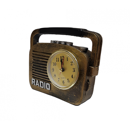 Obiect Decorativ Radio Cu Ceas Nefuncțional Incorporat Din Rășină - O Notă Retro In Designul Tău