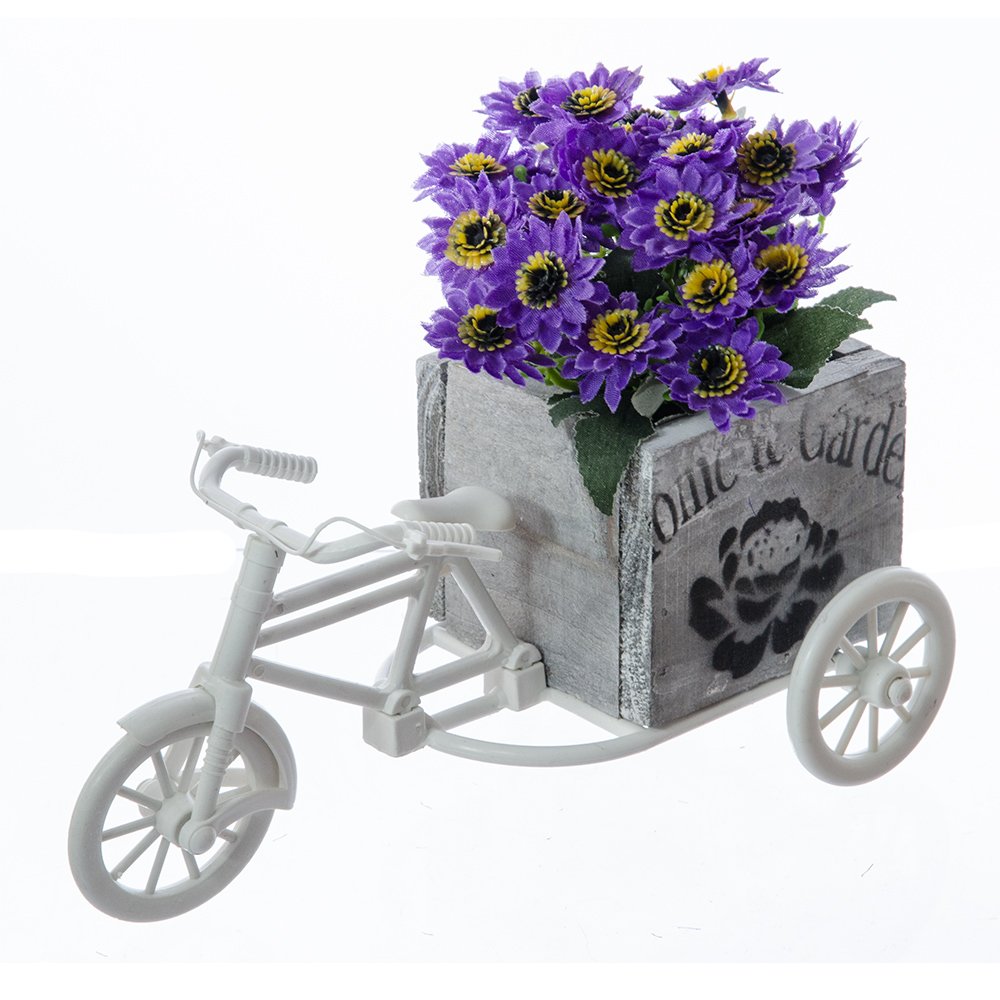 Bicicleta alba cu suport de pentru flori