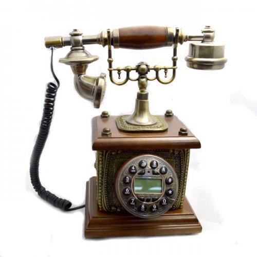 Telefon Vintage Cu Lemn De Mahon In Forma Patrata